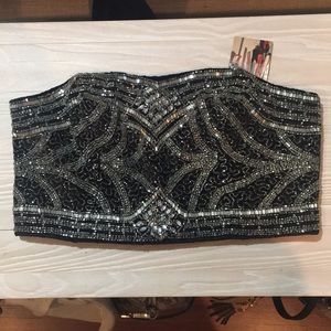 BEAUTIFUL ! Velvet beaded bustier top .